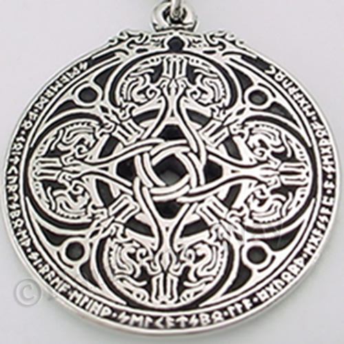 Rune Dragon Shield Pendant ~ Celtic Knot Work Necklace